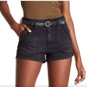 Free People High Waisted Black Denim Shorts Zip Fly Button Close Women’s Size 27